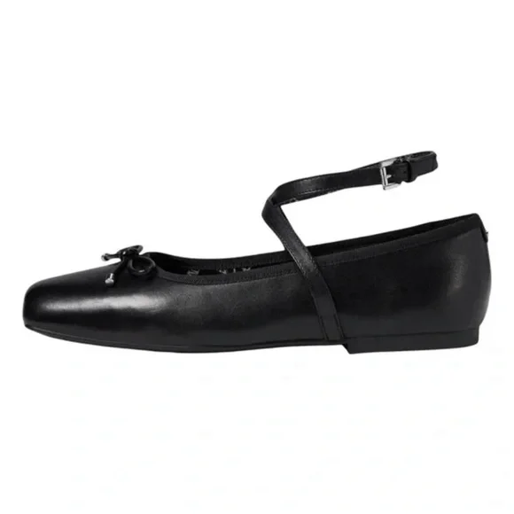 MICHAEL KORS • Black Collette Leather Flex Ballet Flat Shoes Includes Box•Size 8